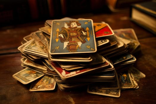 Valuable Old retro cards stack. Art paper retro blank dirty album. Generate Ai