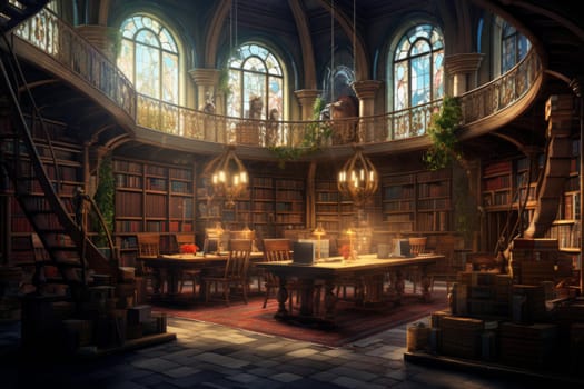 Antiquated Old library education. Law shelf. Generate Ai