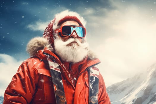 Luxurious Person ski resort. Sky nature tourism. Generate AI