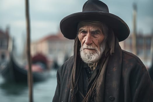 Historic Old man venice city. House travel. Generate Ai