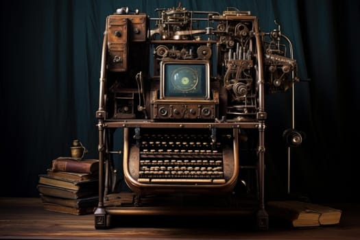 Clunky Old typewriter. Write story page. Generate Ai