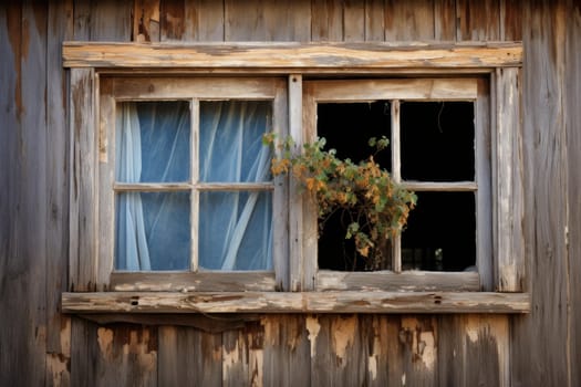 Vintage Old window frame. Wooden rustic. Generate Ai