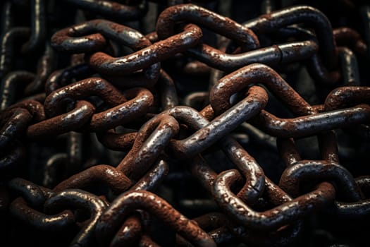 Durable Old iron chain. Art grunge work. Generate Ai