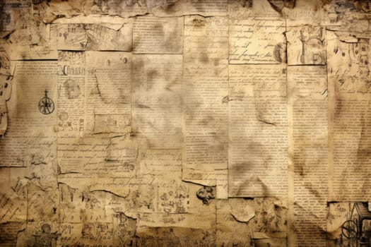 Nostalgic Old paper writings. Pattern canvas. Generate Ai