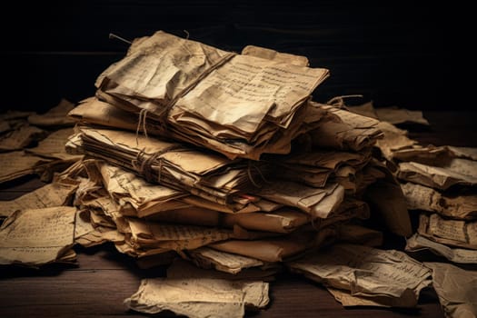 Yellowed Old paper writings text. Soft page. Generate Ai