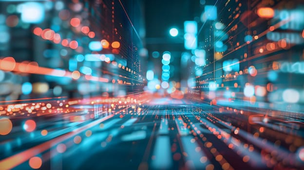 Dynamic Finance Flow, Double Exposure of Data and Technology background. Neural network generated image. Not based on any actual scene or pattern.