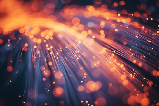 Abstract colorful fiber optic high speed data transfer background and wallpaper. Neural network generated image. Not based on any actual scene or pattern.