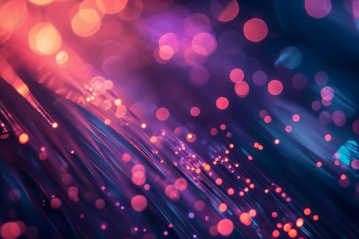 Abstract colorful fiber optic high speed data transfer background and wallpaper. Neural network generated image. Not based on any actual scene or pattern.