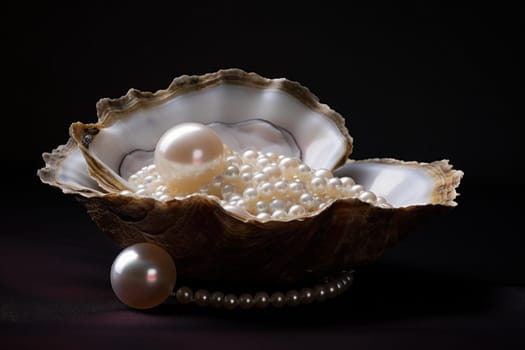 Rough Open oyster shell. Food sea nutrition. Generate Ai