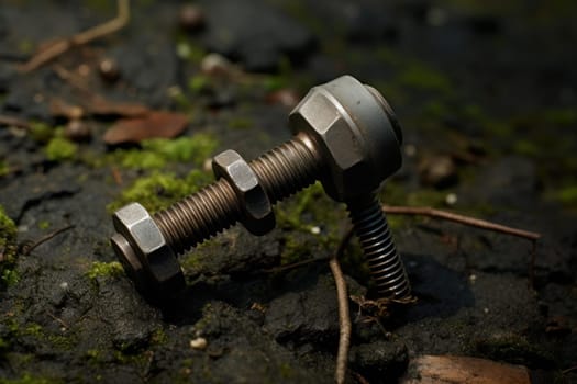 Shiny One metal carriage bolt steel. Tool machine. Generate Ai