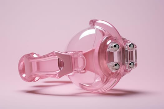 Pink baby pacifier. Plastic infant child. Generate Ai