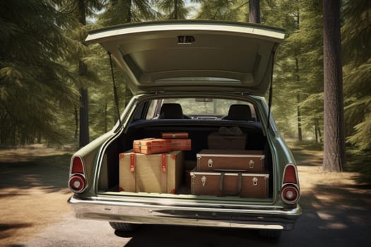 Spacious Open trunk moving boxes storage. Cardboard vehicle. Generate Ai