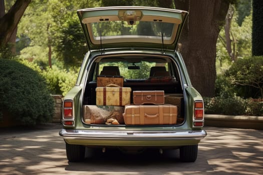 Sturdy Open trunk moving boxes storage. Cardboard vehicle. Generate Ai