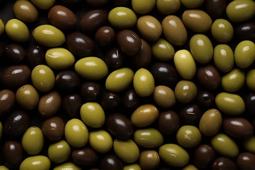Lush Olive fresh background topview. Food plant. Generate Ai