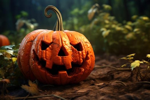 Orange fresh pumpkin. Farm food. Generate Ai