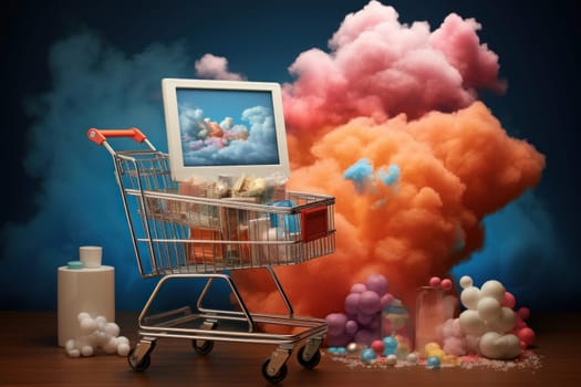 Online shopping cart. Store delivery. Generate Ai
