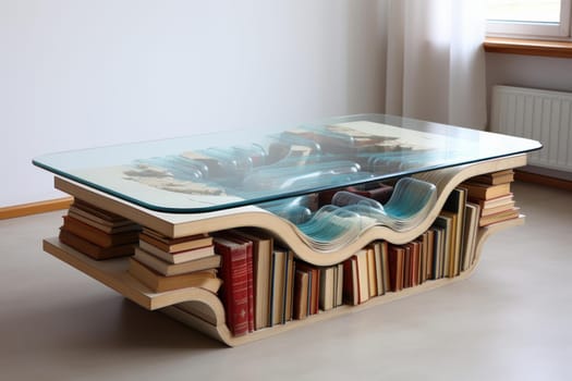 Rustic Open book table. School read page. Generate Ai