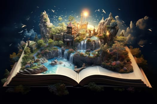 Captivating Open magic book world. Story mystic. Generate Ai