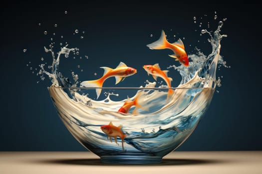 Aquatic Fish big bowl animal. Pet water. Generate Ai