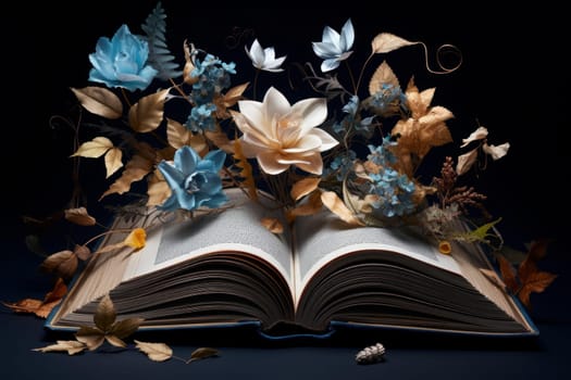 Fragrant Open book flowers. Paper art plant. Generate Ai