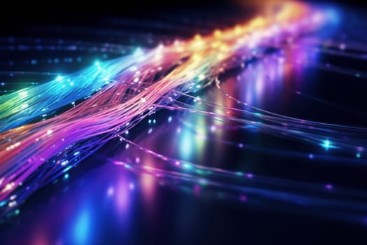 Efficient Optic cable internet connection. Digital data. Generate Ai