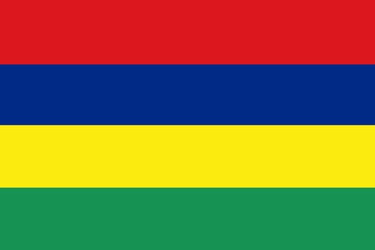 Flag of Mauritius. Mauritius flag. National symbol. Republic of Mauritius. African island country. Flag illustration