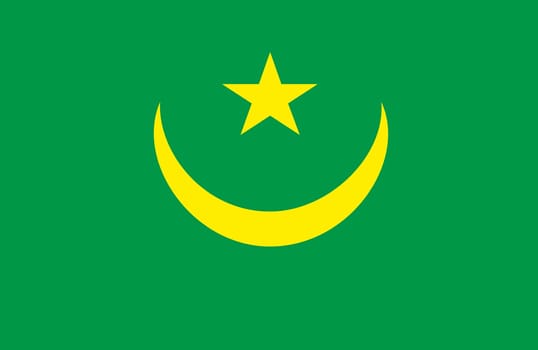 Flag of Mauritania. Mauritanian flag. National symbol. Islamic Republic of Mauritania. African country. Flag illustration