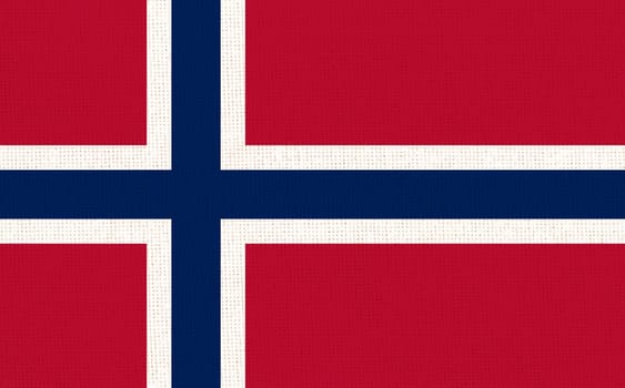 Flag of Norway. Norwegian state symbol. Flag on fabric surface. Fabric texture. Norwegian national sign. National symbol. National symbol. European country