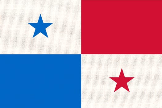 Flag of Panama. Panamanian flag on fabric surface. Fabric texture. National symbol. Republic of Panama. Panamanian national flag. illustration