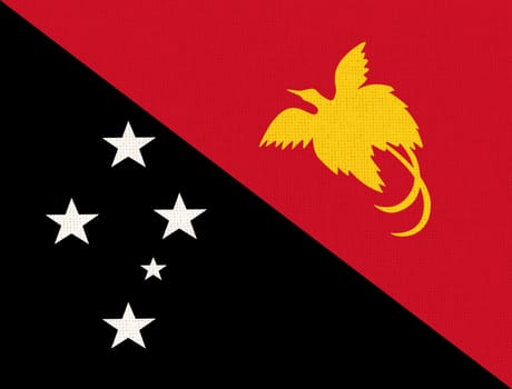 Flag of Papua New Guinea. flag on fabric surface. Fabric texture. National symbol of Papua New Guinea. Country in Oceania. Independent State of Papua New Guinea. Island country. illustration