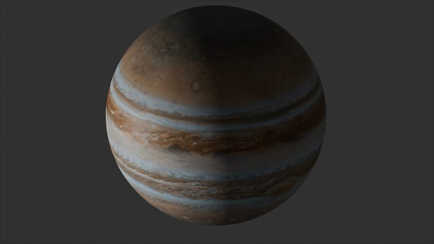 Planet Jupiter on a gray background. Elements of this image are presented by NASA