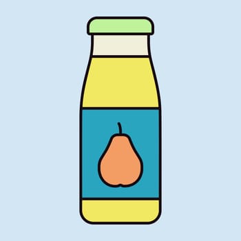 Bottle of pear juice vector isolated icon. Graph symbol for children and newborn babies web site and apps design, logo, app, UI