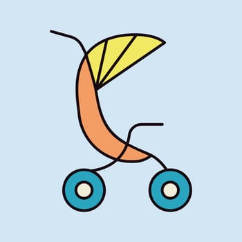 Stroller baby, carriage isolated vector icon. Graph symbol for children and newborn babies web site and apps design, logo, app, UI