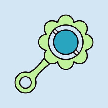 Baby rattle toy vector isolated icon. Graph symbol for children and newborn babies web site and apps design, logo, app, UI