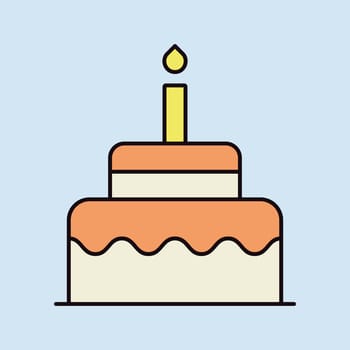 Birthday cake vector isolated icon. Graph symbol for children and newborn babies web site and apps design, logo, app, UI