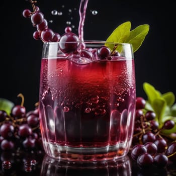 Delicious chokeberry juice, splashing in the glass