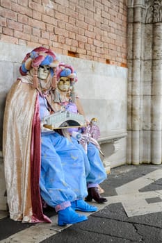 VENICE, ITALY - Febrary 17 2023: The masks of the Venice carnival 2024