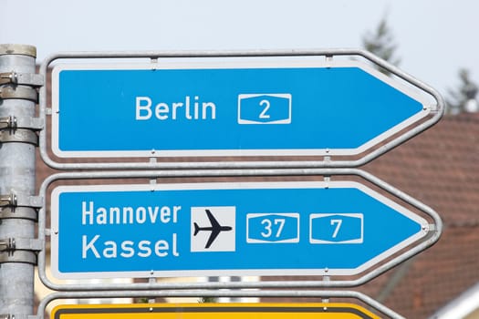 Signposts to the highway, traffic signs, Germany