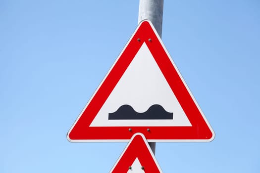 Danger sign, traffic sign uneven road surface, Germany