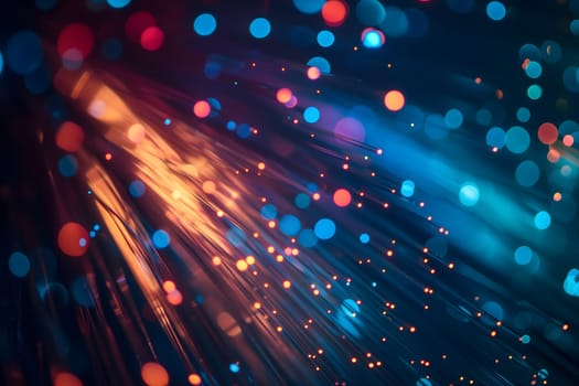 Abstract colorful fiber optic high speed data transfer background and wallpaper. Neural network generated image. Not based on any actual scene or pattern.
