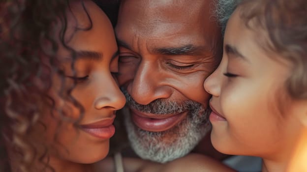 Warm family moment. Created using AI generated technology and image editing software.