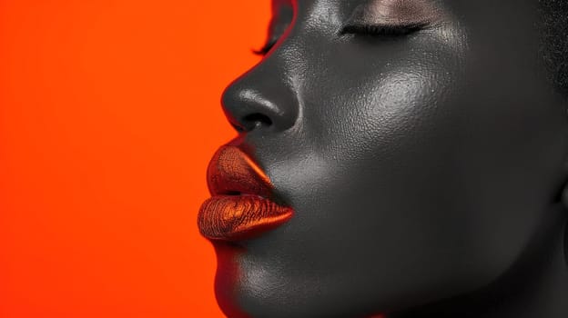 Vibrant African American woman. Copy space. Created using AI generated technology and image editing software.