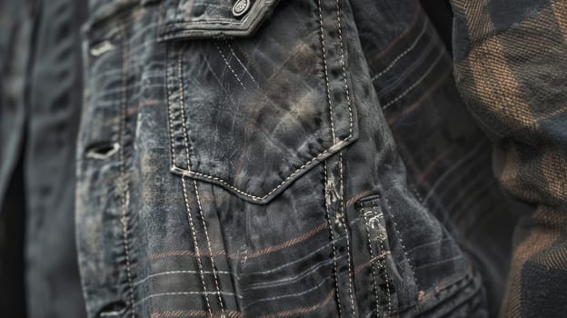 Dark denim with plaid detailing. Created using AI generated technology and image editing software.