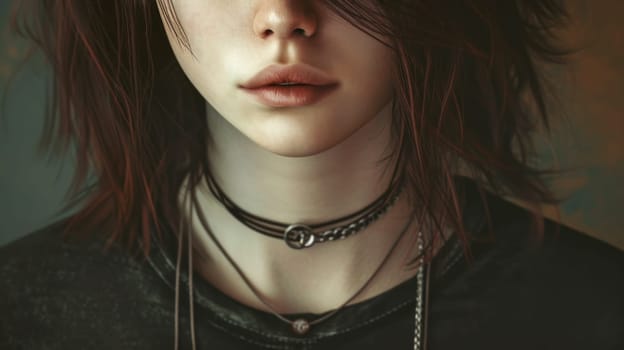 Grunge fashion close up with denim details. Created using AI generated technology and image editing software.