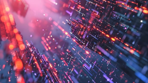 Futuristic data stream visualization. Created using AI generated technology and image editing software.