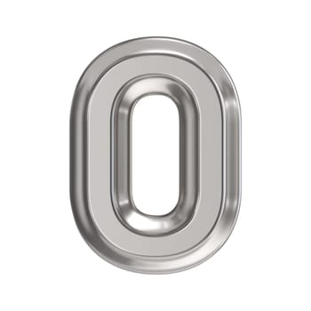 Steel font Number 0 ZERO 3D rendering illustration isolated on white background