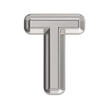 Steel font Letter T 3D rendering illustration isolated on white background