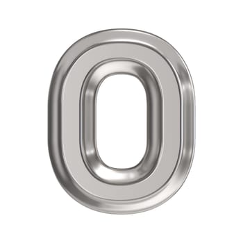 Steel font Letter O 3D rendering illustration isolated on white background