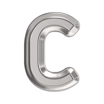 Steel font Letter C 3D rendering illustration isolated on white background