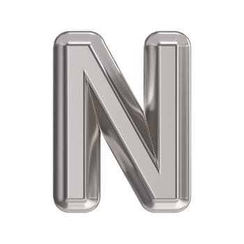 Steel font Letter N 3D rendering illustration isolated on white background